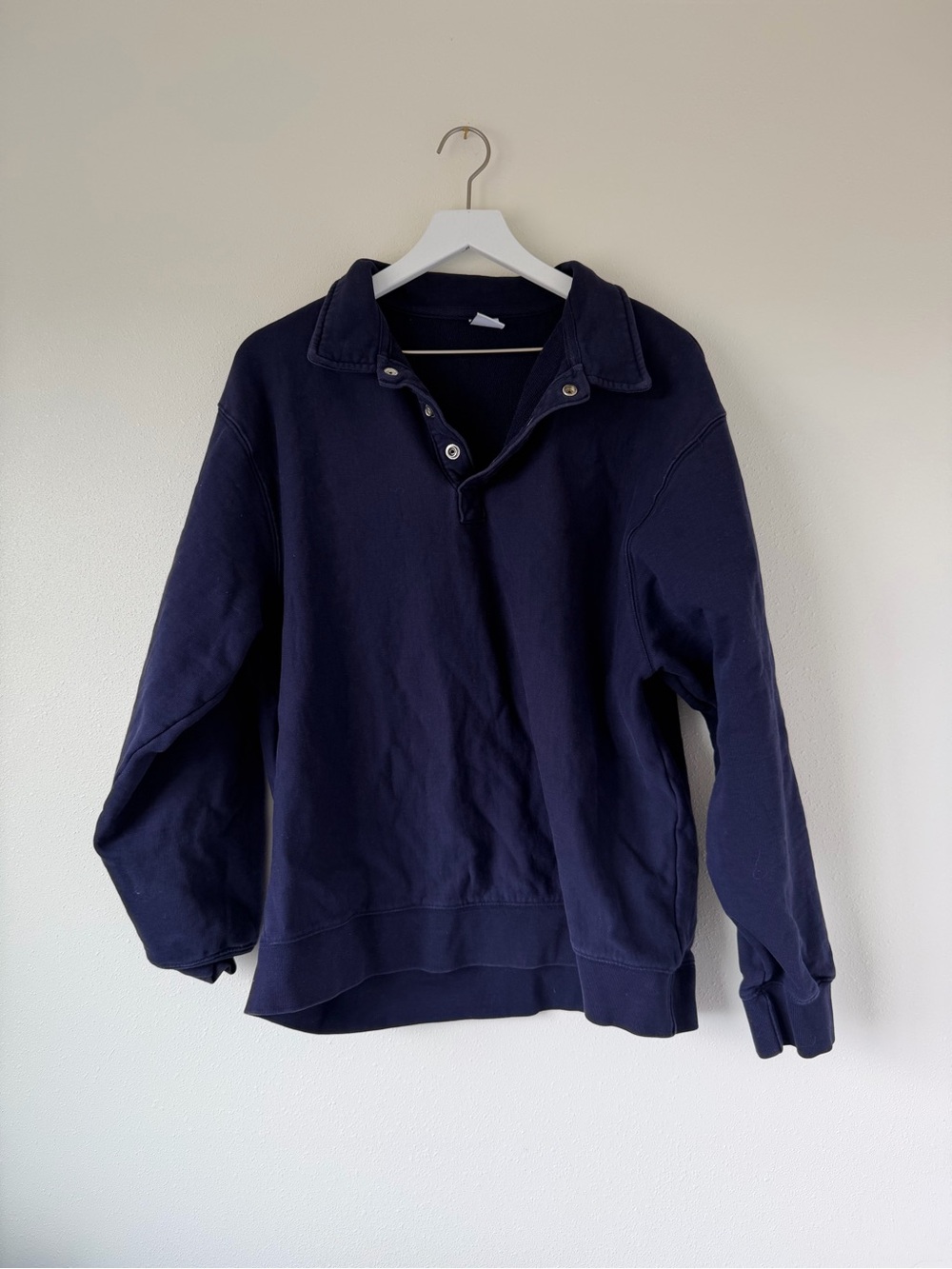 Women’s Zara Navy 1/4 Snap Crewneck Size Large